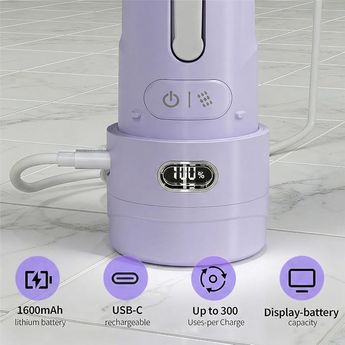 Portable Bidet for Travel, Personal Hygiene Sprayer Bottle for Women Men, Mobile Bidet Portable for Toilet,Electric Handheld High-Pressure Foldable USB-C Battery-Powered (Purple)