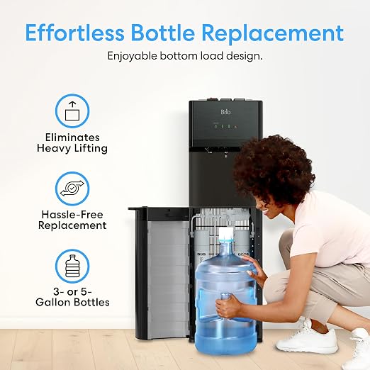 Brio 520 Series No Line Bottom-Loading Water Cooler with Built-in 2 Stage Water Filter Black