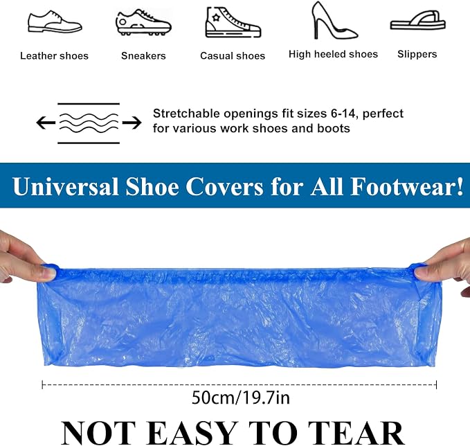 1200 Pack(600 Pairs) Disposable Shoe Covers Non Slip Waterproof Durable Shoe Booties Covers Recyclable Shoe Protector Covers for Indoor Floor Carpet Workplace, One Size Fit Most