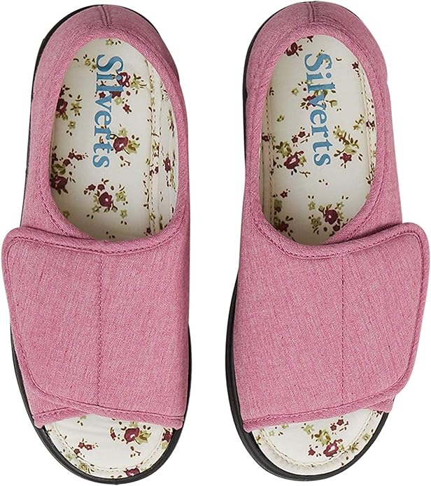 Silverts Women’s Adaptive Clothing Open Toe Shoes, Adjustable Wide Fit Sandals for Elderly, Nursing Home & Assisted Dressing