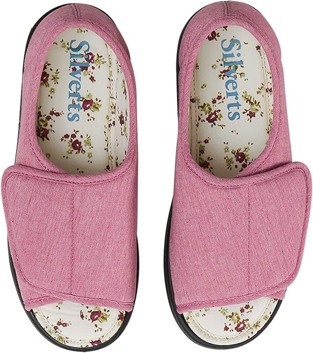 Silverts Women’s Adaptive Clothing Open Toe Shoes, Adjustable Wide Fit Sandals for Elderly, Nursing Home & Assisted Dressing