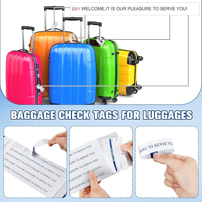 Feifeiya 500 Hotel Luggage ID Tag Paper Baggage Claim Check Tag Numbering from 000 to 499 Baggage Identification Suitcase(White)
