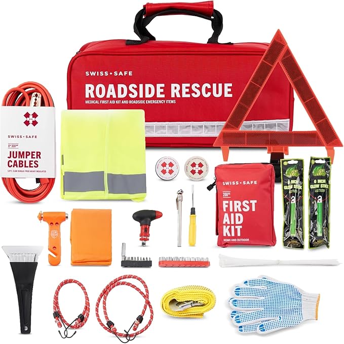 Swiss Safe 2-in-1 First Aid Kit for Car, Travel & Home, Businesses - Bonus Mini Kit for Medical Emergency Aid, Survival, Camping - 233 Piece, Car FAK