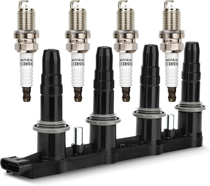 UF620 Ignition Coil & 4504 Double Iridium Spark Plug for 11-15 Chevy Cruze, 12-18 Chevy Sonic,09-11 Aveo Aveo5 /09-10 Pontiac G3 1.6L 1.8L L4 Replaces# 90919-02247 C1646 5C1703 D517C