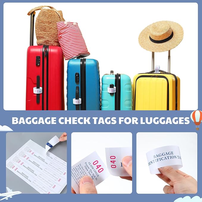 Feifeiya 1000 Hotel Luggage ID Tags with Transfer Tape on Back Printed in Black with Red Consecutive Numbering from 000 to 999 Baggage Identification Tags for Hotel and Motel Bag Storage