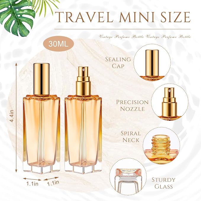 Domensi 30 Pcs 10/15/20/30 ml Perfume Travel Refillable Glass Bottles Spray Bottle Perfume Atomizer for Cologne Dispenser Leak-proof Fragrance Bottles Atomizer Pump Kit (30 ml,Fresh Color)