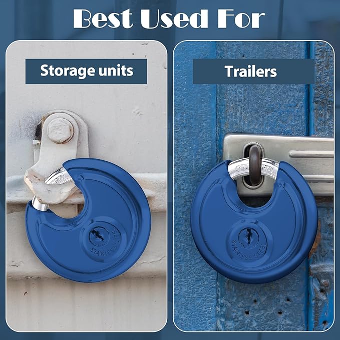 Chumia 16 Pack Padlocks Keyed Alike, Stainless Steel 2-3/4 Wide, 3/8 Shackle Disc Locks for Outdoor, Storage Units, Garages, Gym Lockers(Blue)