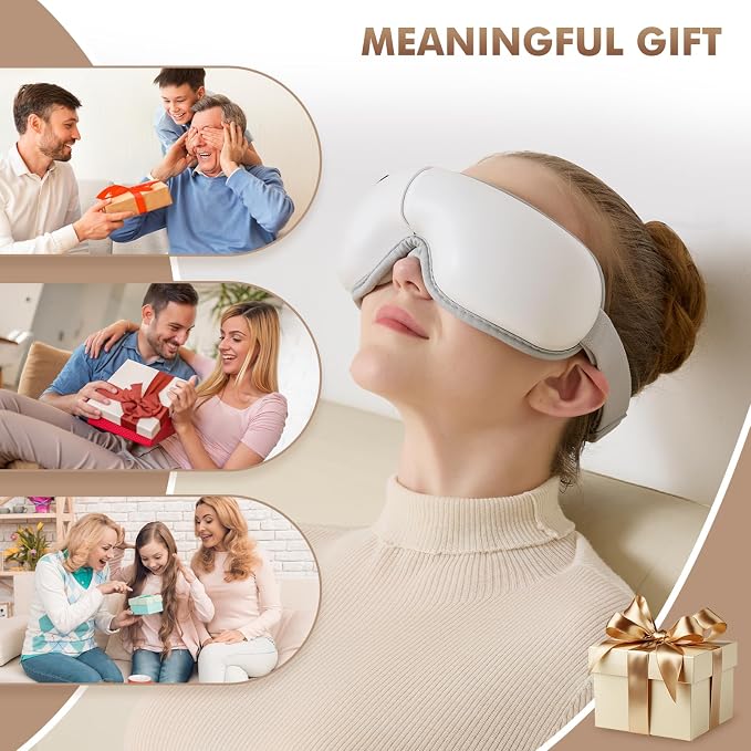 LAOBEN Eye Massager with Heat, Cordless Heated Eye Mask for Improve Sleep, Dry Eyes and migraines Relief, Reduce Strain for Plane, Travel and Office, Birthday Gifts for Women Men Mom Dad