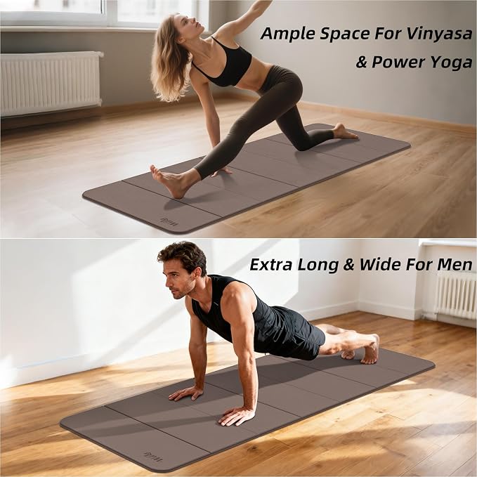Foldable Yoga Excercise Mat 71"L x 24"W, Odourless Light Weight POE Mat For Home Fitness and Gym Workouts, 1/4 inch Non-slip design for All Types of Yoga Pilates