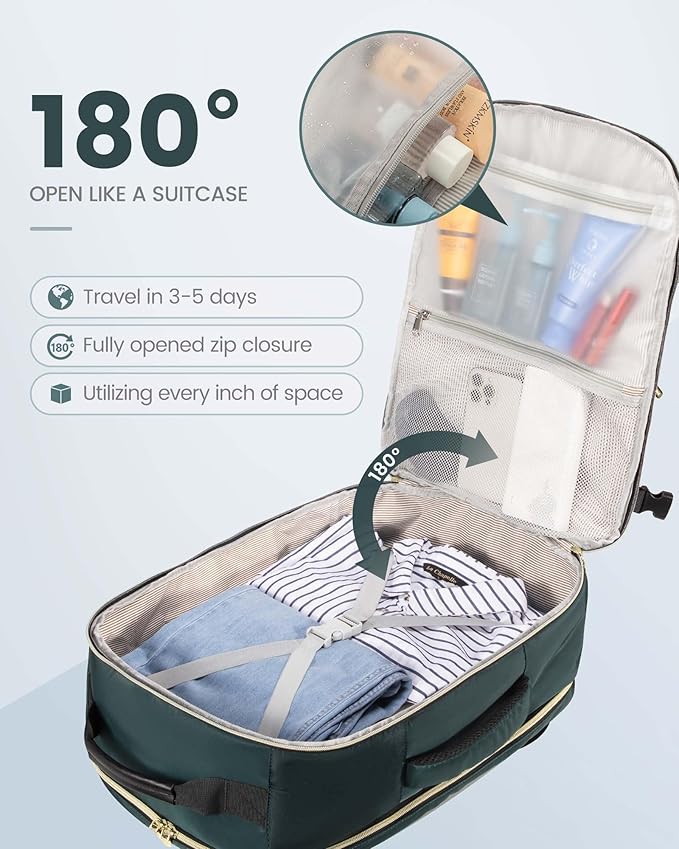 LOVEVOOK 50L Travel Backpack Flight Approved Carry on Backpack,3 Packing Cubes,Waterproof Personal Item Travel Bag,TSA Carry on Luggage Suitcase Travel Essentials,Gifts for Women & Men,fits 18" Laptop