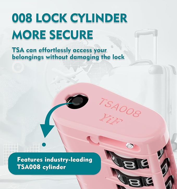 ANVIL TSA Approved Luggage Locks with Search Alert Indicator, 4-Digit Combination Suitcase Lock, Advanced TSA008 Core Heavy Duty Anti-Theft Travel Lock for Double Zippers, Backpacks