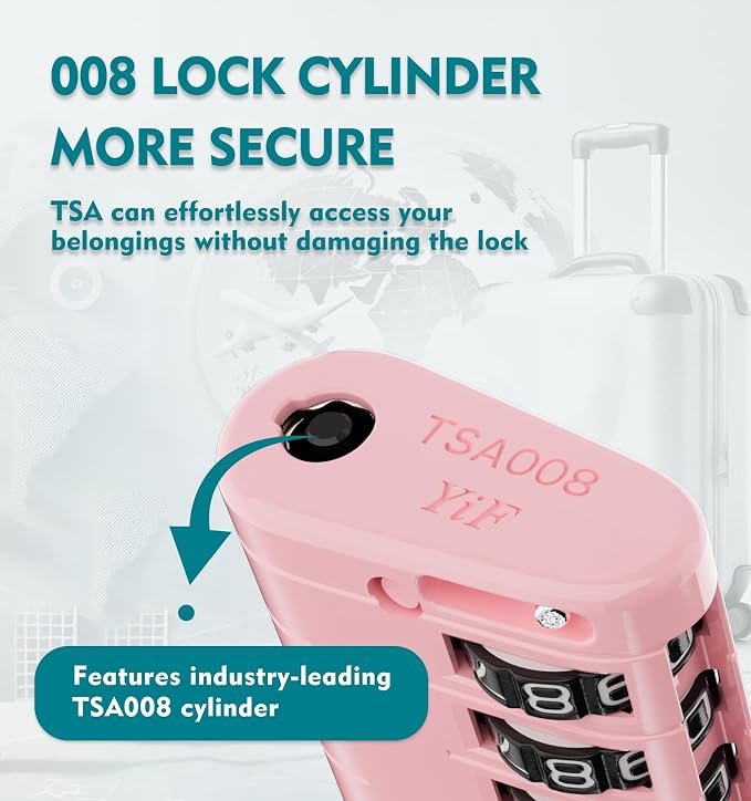 ANVIL TSA Approved Luggage Locks with Search Alert Indicator, 4-Digit Combination Suitcase Lock, Advanced TSA008 Core Heavy Duty Anti-Theft Travel Lock for Double Zippers, Backpacks