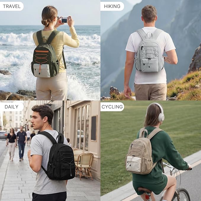 G4Free 10L Small Backpack for Women Men Lightweight Mini Travel Backpacks Hiking Casual Daypack, Beige & Khaki