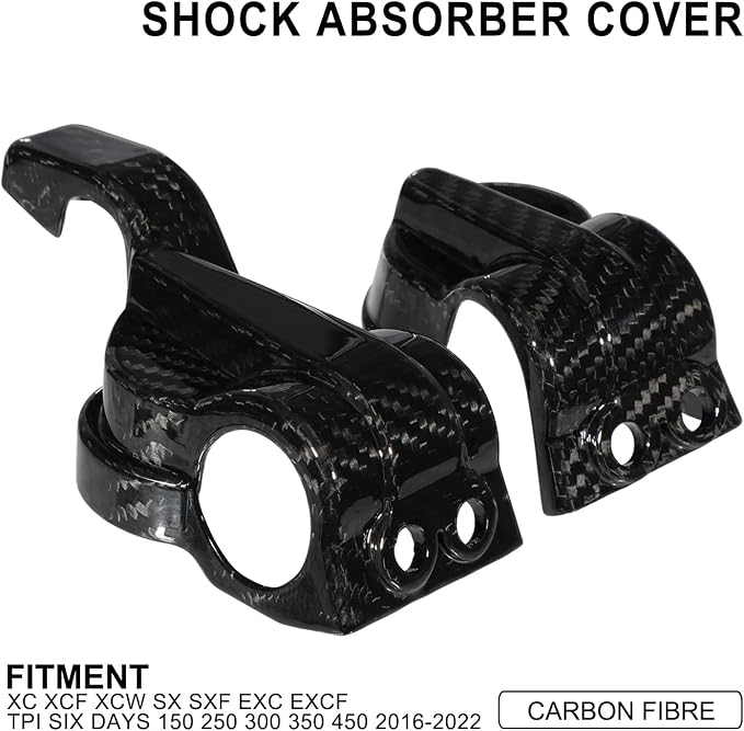 Funparts Carbon Fiber Fork Shoe Guards Shock Bottom Protector Cover for SX SXF XC XCF XCW EXC EXCF TPI SIX DAYS 150 250 300 350 450 2016-2022 Dirt Bike