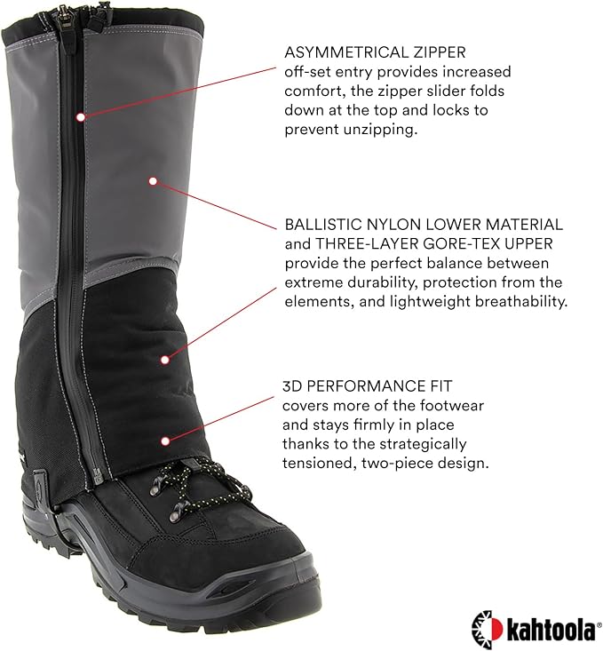 Kahtoola NAVAgaiter Tall GTX Waterproof Gore-TEX Gaiters for Snow & Mud