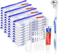 30 Disposable Toothbrushes with Toothpaste Set, Travel Kit Plastic Zip Bag,Toothbrush Head Cover, Bulk Toothbrush for Homeless,Travel,Hotel,Guest