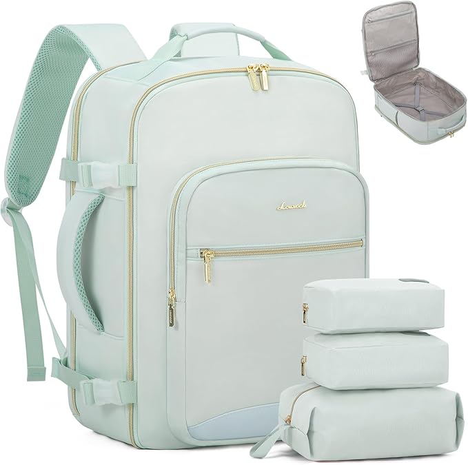 LOVEVOOK 40L Travel Backpack Flight Approved Carry on Backpack,3 Packing Cubes,Waterproof Personal Item Travel Bag,TSA Carry on Luggage Suitcase Travel Essentials,Gifts for Women & Men,fits 17" Laptop
