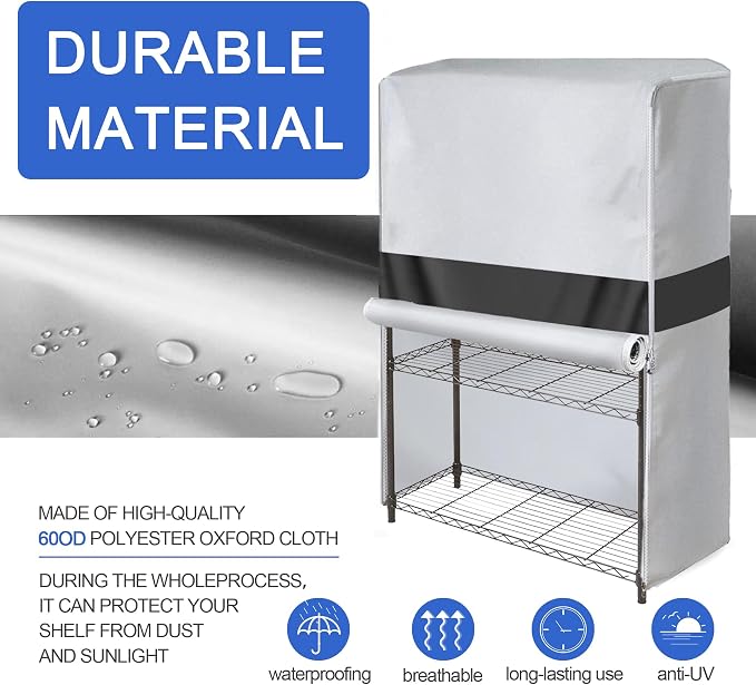 Heavy Duty Storage Shelf Cover for Wire Shelving Rack, 36" W x 18" D x 72" H, Waterproof Dustproof 600D Oxford Shelving Unit Cover with Front Roll-Up Door and Buckle Straps