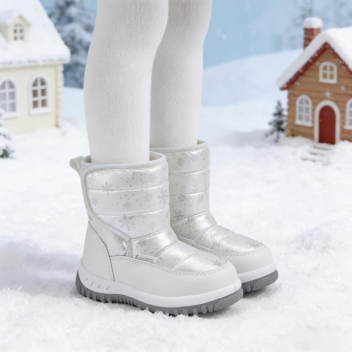 CIOR Winter Snow Boots for Boy and Girl Outdoor Waterproof with Fur Lined(Toddler/Little Kids)