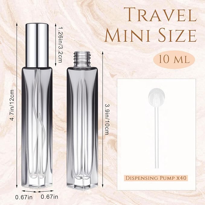 Domensi 60 Pcs 10/15/20/30 ml Perfume Travel Refillable Glass Bottles Spray Bottle Perfume Atomizer for Cologne Dispenser Leak-proof Fragrance Bottles Atomizer Pump Kit (10 ml,Fresh Color)
