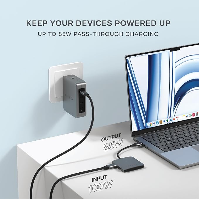 Satechi USB-C Hub: 4-in-1 with 100W Pass-Through & 10Gbps USB 3.2 for MacBook, iPad, Surface, Chromebook & More