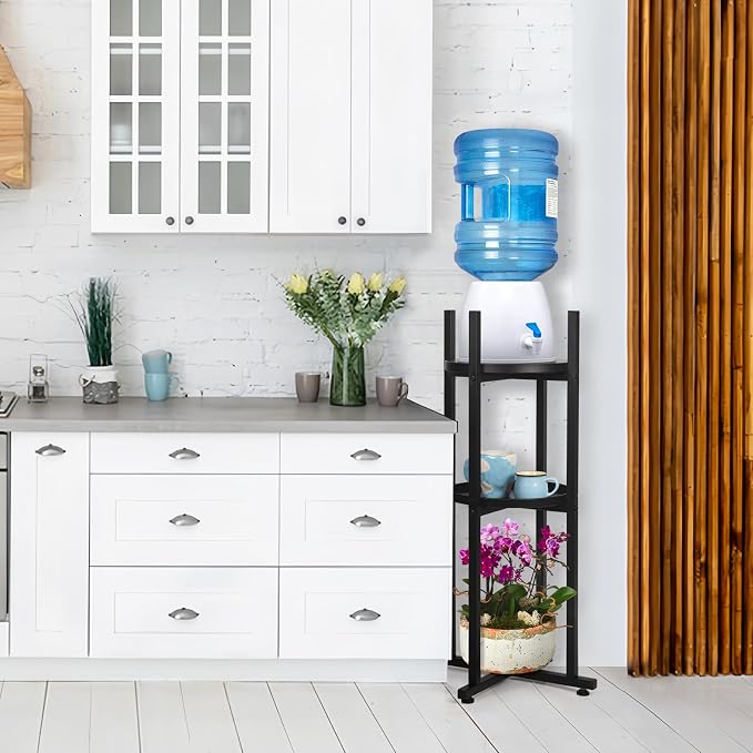 Water Dispenser Stand 5 Gallon Water Jug Stand Sturdy Water Stand(32.8" Hight-11.2" Wide) Water Jug Stand with 2 Round Shelfs for 1-5 Gallon Water Bottles/Crocks, Water Jug and Plant Stand