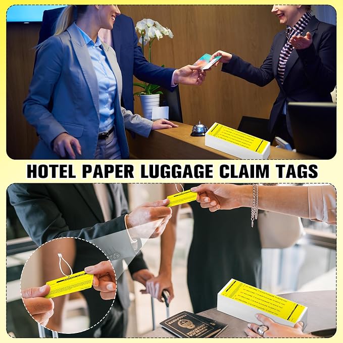 Feifeiya 500 Hotel Luggage ID Tag Paper Baggage Claim Check Tag Numbering from 000 to 499 Baggage Identification Suitcase(Yellow)