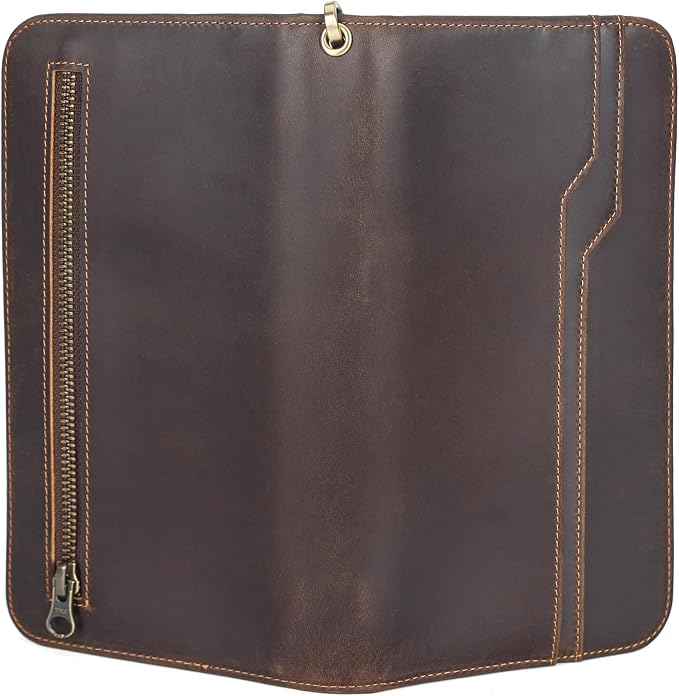 Polare Full Grain Leather Family Travel Passport Wallet and Documents Organizer RFID Blocking Case Holder Fits 6 Passports for Men and Women