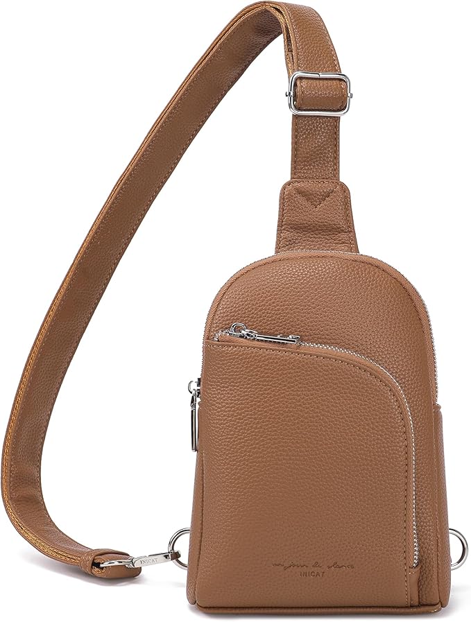 INICAT RFID Blocking Sling Bag, Anti Theft Crossbody Bag for Women Compact Travel Purses Vegan Leather