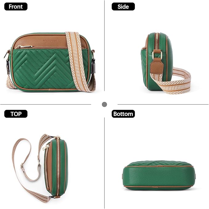BOSTANTEN Quilted Crossbody Bags for Women Vegan Leather Purses Shoulder Handbags with Wide Strap