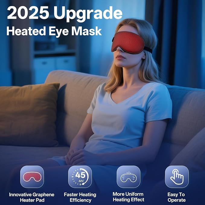 Cordless Heated Eye Mask for Dry Eyes,Electric Warm Compress for Fast Eye Relief Rechargeable USB Heat Relax Mask for Sleep Red