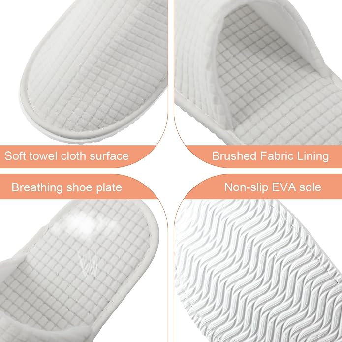 Geyoga 12 Pair House Slipper for Guest Non Slip Disposable Slipper for Travel Washable Reusable Closed Toe Hotel Bridesmaid Indoor Spa Wedding Party Shoeless Home
