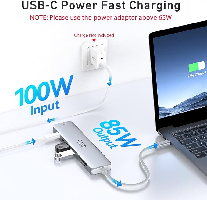 Selore&S-Global USB C Hub HDMI Adapter for MacBook Pro/Air, 7 in 1 USBC Dongle with HDMI, microSD/SD Reader, USB C Data Port,100W PD and 2 USB 3.0 Compatible for MacBook Pro/Air(Light Sliver)