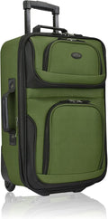 U.S. Traveler Rio Lightweight Softside Rolling Carry-on Suitcase, 2-Wheel Single, Green