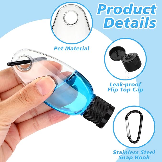 Yalikop 100 Pcs Traveling Bottles with Keychain 2oz Clear Plastic Keychain Bottle Leakproof Refillable Empty Keyring Container Liquid Packing Container Portable Bottle with Lid for Liquid Cream