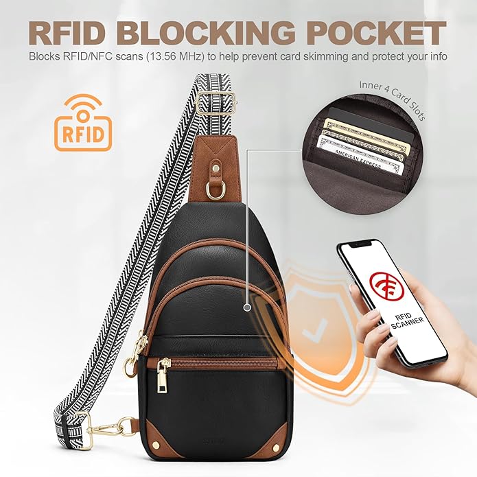 SYTRAH Anti Theft Crossbody Bags for Women, RFID Sling Bag Travel Purse, RFID Cross Body Purses Chest Bag for Travel