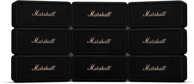 Marshall Middleton Portable Bluetooth Speaker - Rugged Waterproof/Dust-proof Design | Loud Stereo Sound, Deep Bass | Compact and Wireless for Travel and Outdoors - Black and Brass