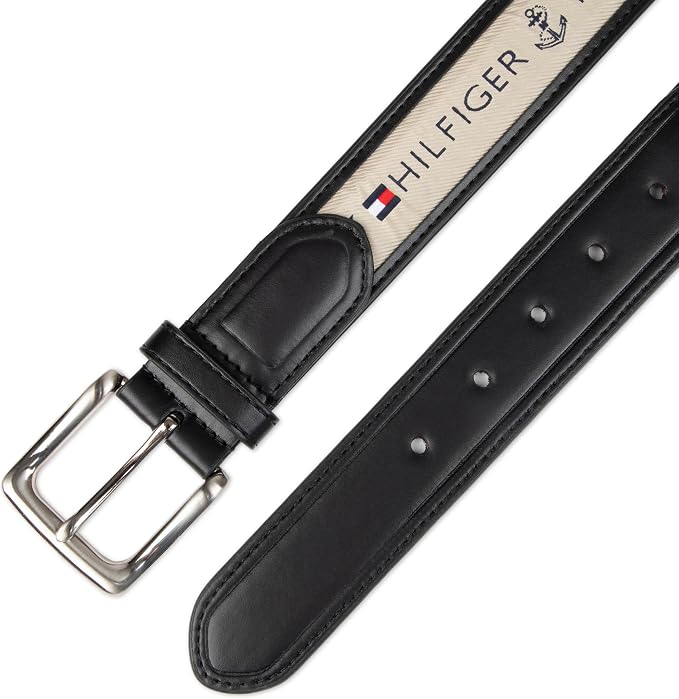 Tommy Hilfiger Men's Fabric Inlay Casual Belt With Classic Harness Buckle