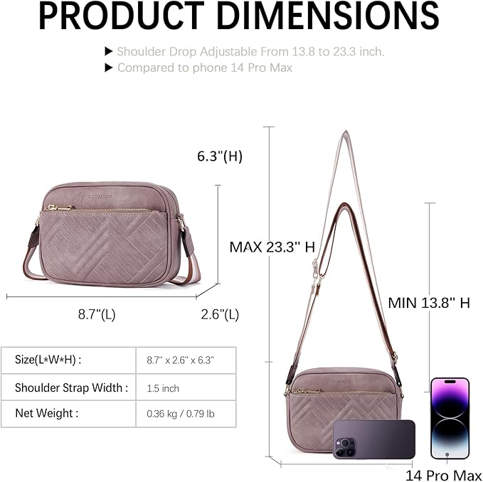 BOSTANTEN Quilted Crossbody Bags for Women Vegan Leather Purses Shoulder Handbags with Wide Strap