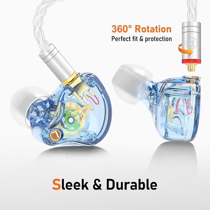 Vibes 202M Wired Earbuds - HiFi in Ear Monitor Headphones - Noise Isolating Ear Buds w/ Mic - Clear Sound, Deep Bass & Comfort-Fit Gaming Earphones - MMCX to 3.5mm & Silver Plated Cord, Carrying Case