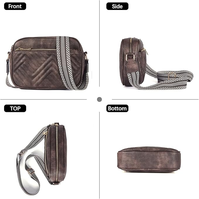 BOSTANTEN Quilted Crossbody Bags for Women Vegan Leather Purses Shoulder Handbags with Wide Strap
