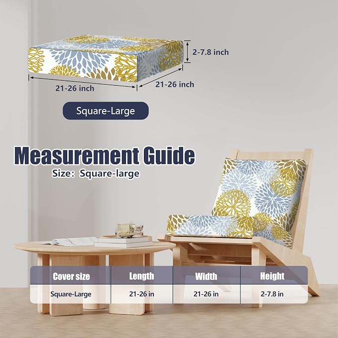 8Pcs Stretch Patio Cushion Covers, Outdoor Couch & Sofa Replacement Slipcovers for Patio Furniture Cushion Covers, Washable Reusable Furniture Protector