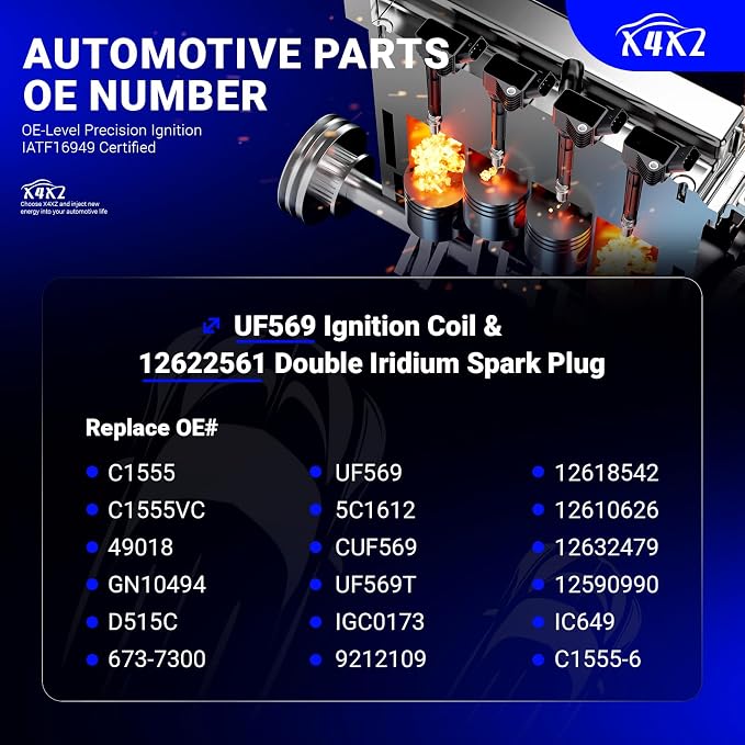 UF569 Ignition Coil &12622561 Double Iridium Spark Plug For Buick Allure Enclave LaCrosse/Cadillac ATS XTS CTS SRX STS/Chevy Impala Malibu Equinox Traverse/GMC Canyon Acadia Terrain/Saturn/Suzuki