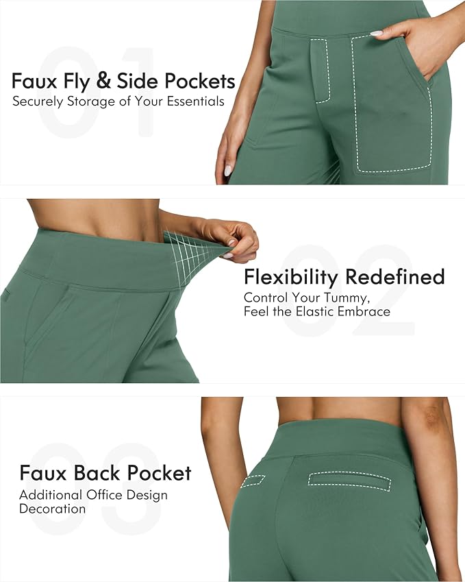 G4Free EverGoing Yoga Pants Women Wide Leg Pants with Pockets High Waist Stretch Dress Casual Sweatpants Petite/Regular/Tall