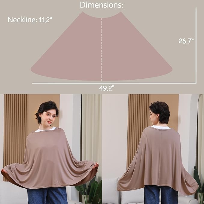 Seejoy Multi-use Nursing Cover for Breastfeeding, 360°Full Coverage Nursing Poncho, Rayon Soft & Breathable Breastfeeding Cover up (Smooth Rayon, Mocha)