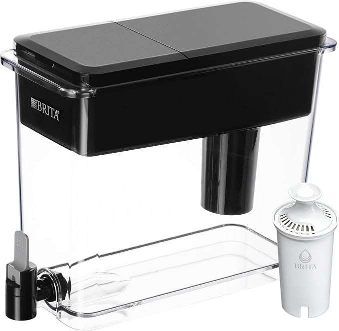 Brita Extra-Large 27-Cup Water Filter Dispenser with Standard Filter, WQA NSF/ANSI Certified, Removes Chlorine Taste & Odor, Reduces Zinc Copper & Mercury, BPA-Free, 1 Filter Included, Lasts 2 Months