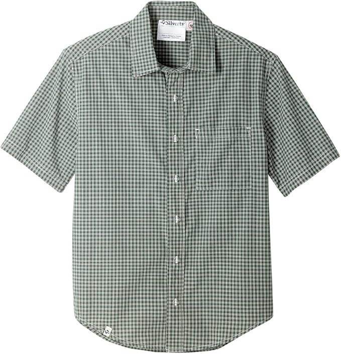 Silverts Men’s Adaptive Clothing Magnetic Button Shirt, Assisted Dressing Short Sleeve Top for Elderly, Rehab & Care Wear