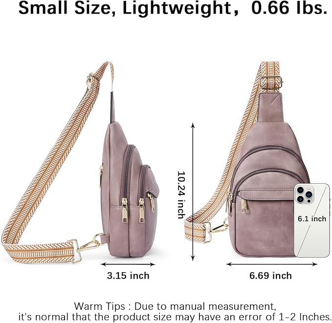 BOSTANTEN Sling Bag for Women Leather Crossbody Bags Fanny Pack Chest Bag for Travel