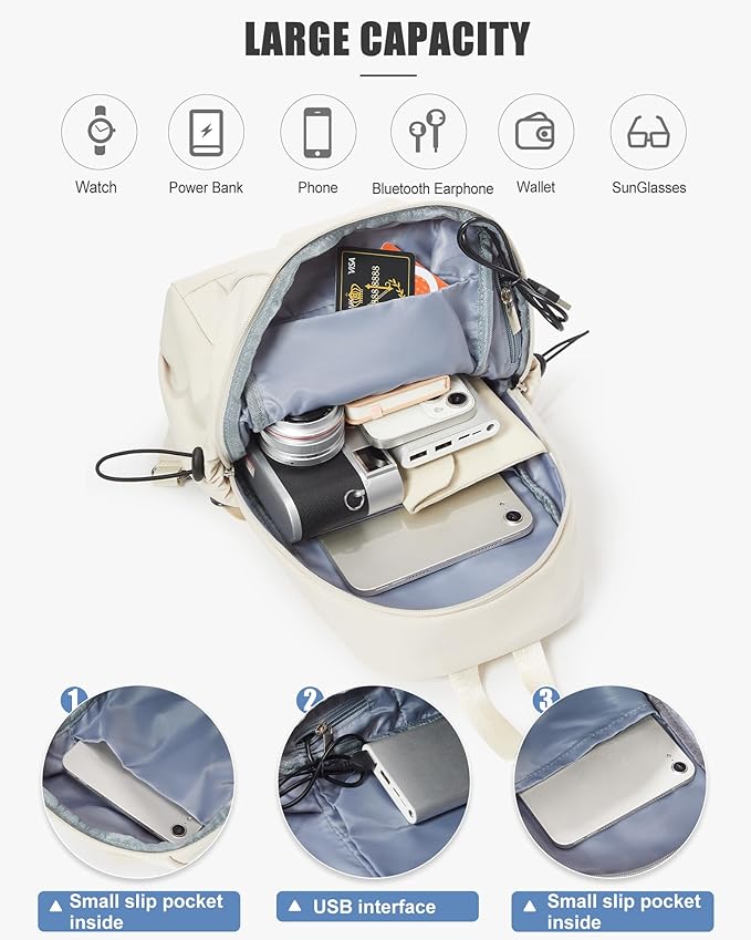 Tactical Backpacks Small Sling Bag Crossbody Backpack Shoulder Bag for Men Women, Multipurpose Anti-Theft Cross Body Chest Bags, One Strap Backpack for Walking Biking Travel Cycling Off White