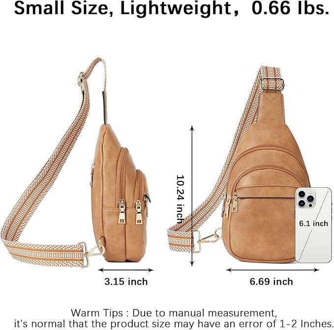BOSTANTEN Sling Bag for Women Leather Crossbody Bags Fanny Pack Chest Bag for Travel